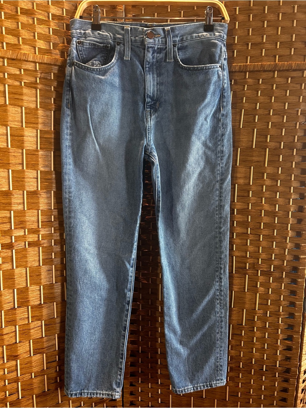 Something Navy High Rise Straight Leg Jeans 27 Medium Wash 100% Cotton Denim